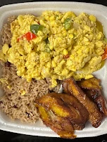 Ackee and Salt Fish with Rice and Peas and Plantains